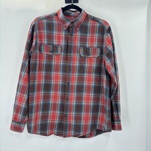 Vintage FADED GLORY Plaid‎  Shirt Mens M Blue Orange Brown Blanket Plaid Grunge